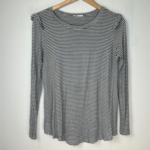 REB in J Long Sleeve Green and White Stripe Shirt